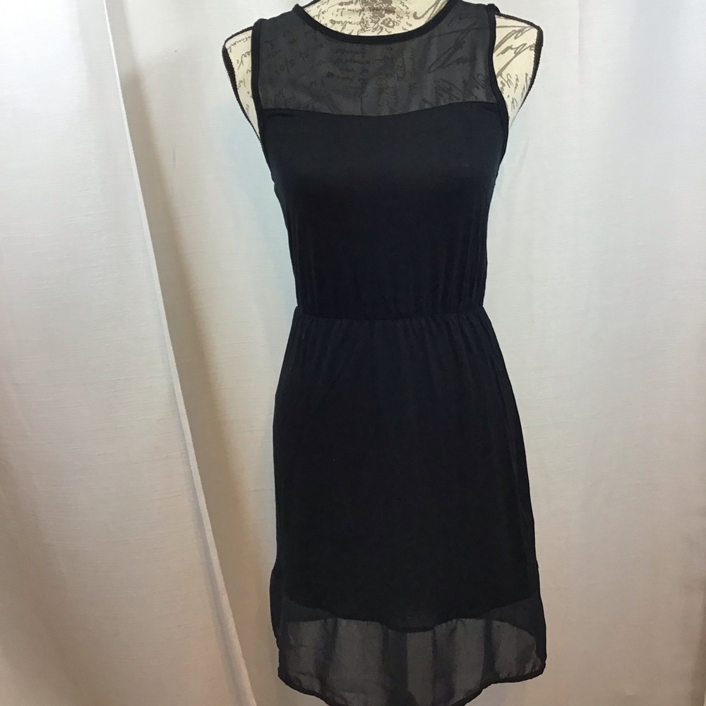 H&M black sleeveless midi dress .